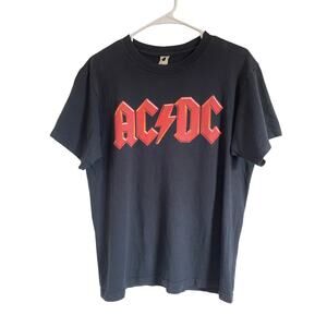 AC/DC vintage rock tee shirt short sleeve black red cotton logo Size M